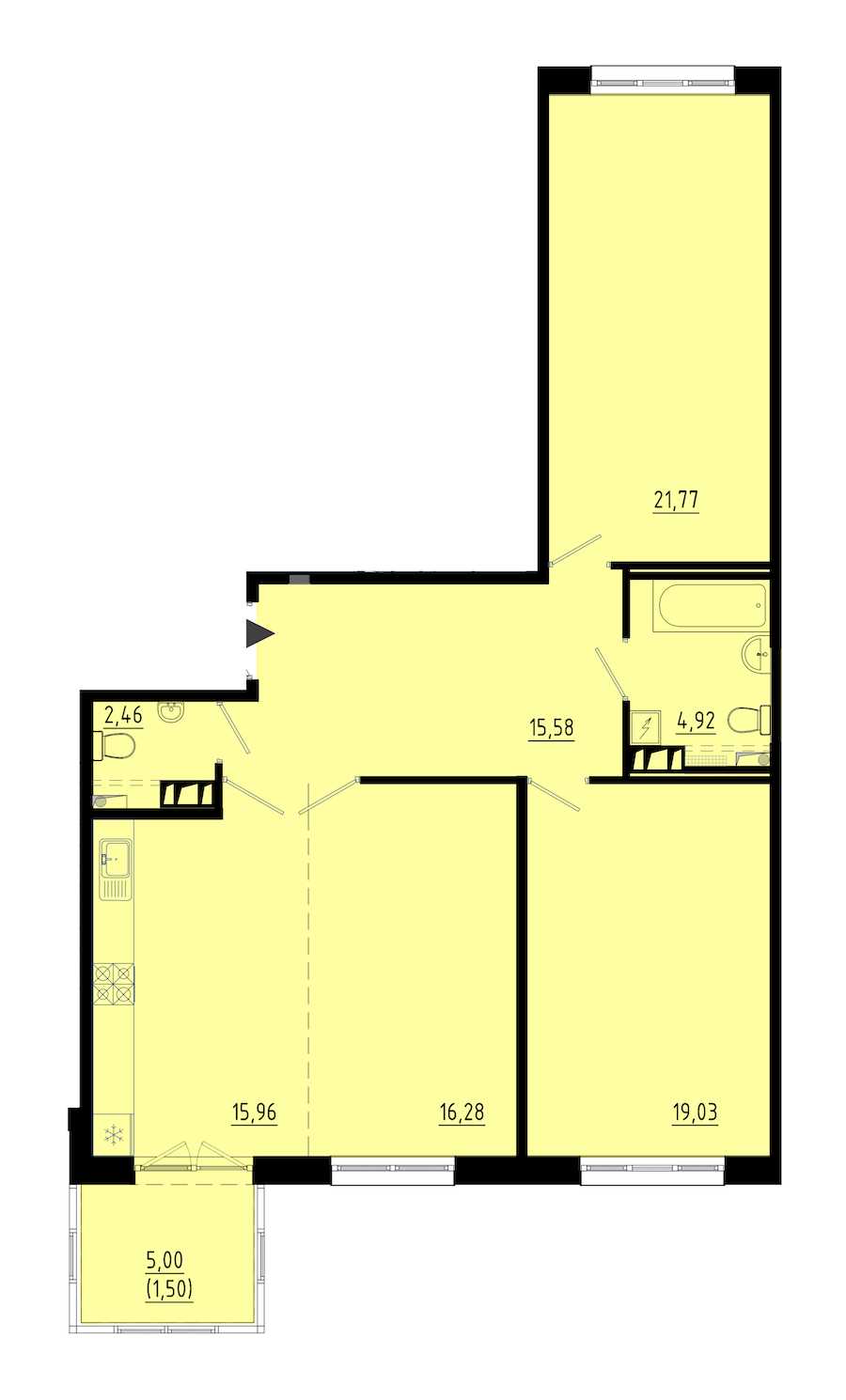 Однокомнатная квартира в : площадь 96.4 м2 , этаж: 5 – купить в Санкт-Петербурге